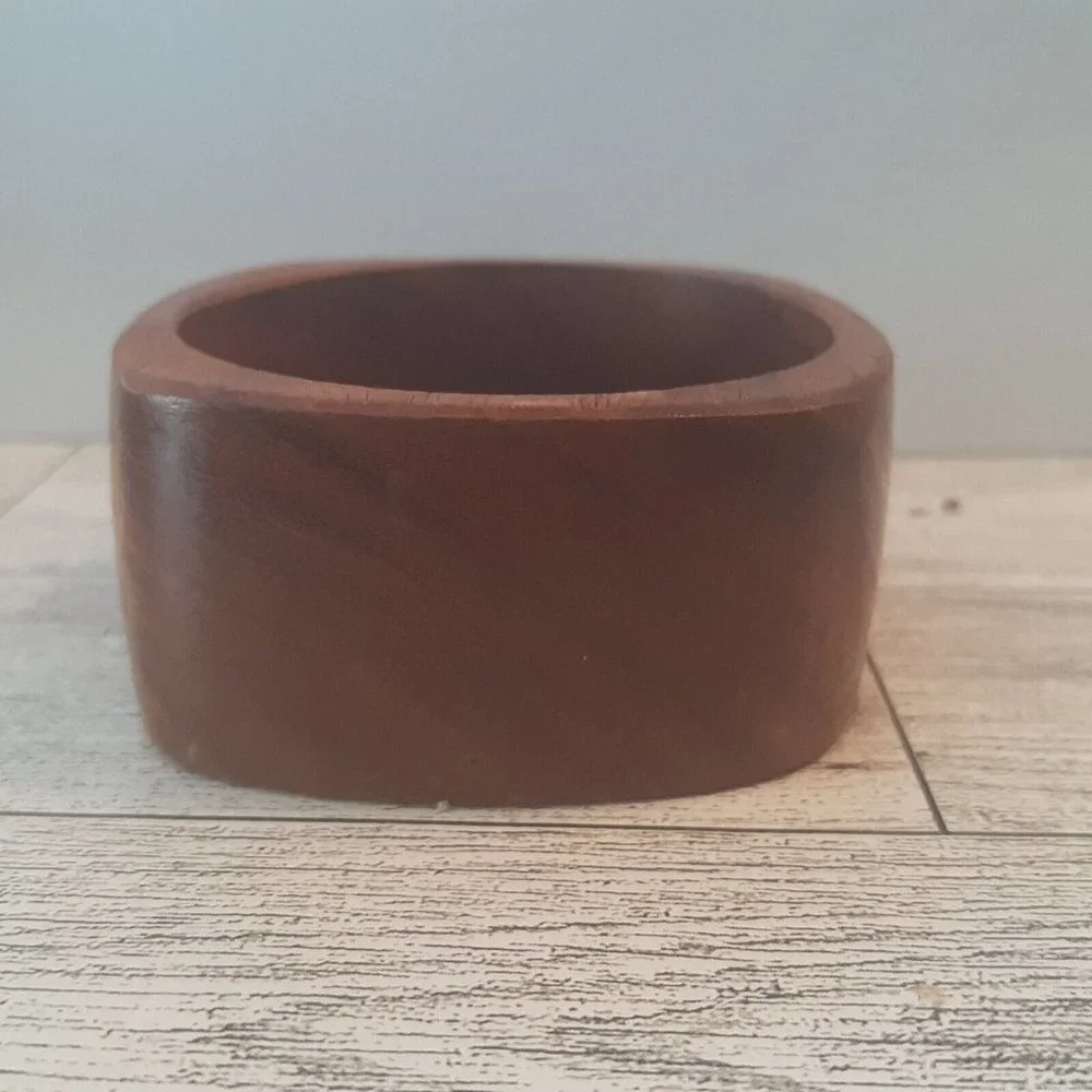 Wide Square Natural Wooden Bangle Bracelet Vintage